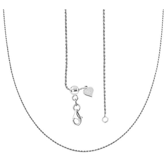 Italian Rhodium Over Sterling Rope Chain Necklace 22" 3.5 - Picture 4 of 6